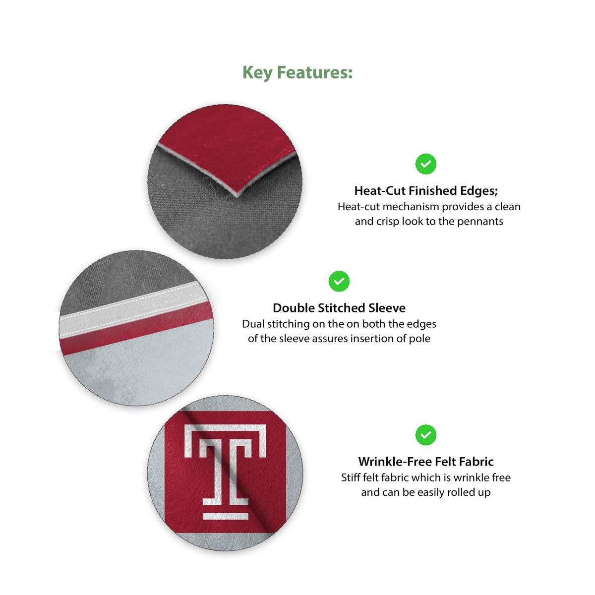 AGAS Temple University - Felt Banner - 12" x 18"