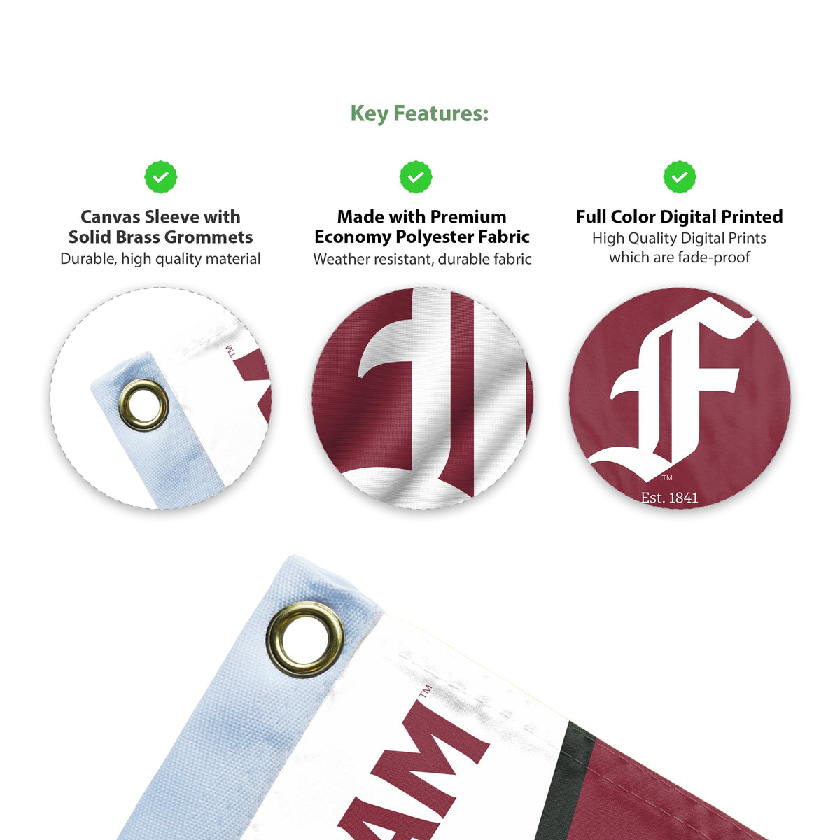AGAS Fordham University Flag 3 x 5 ft – Single Sided Printed Polyester Fordham Rams Flag – Official NCAA Product – Fordham University Outdoor Flag with Brass Grommets, Canvas Header and Reinforced Stitched Edges for Indoor Outdoor Display