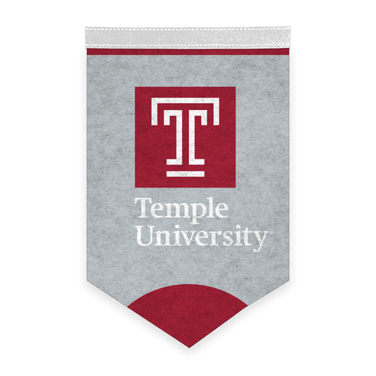 AGAS Temple University Block T and Wordmark Felt Banner 12 x 18 inch – Single Sided Printed Felt 1 Ply – Officially Licensed NCAA Product – Temple Owls Wall Banner with 1 inch Header and Heat Cut Edges