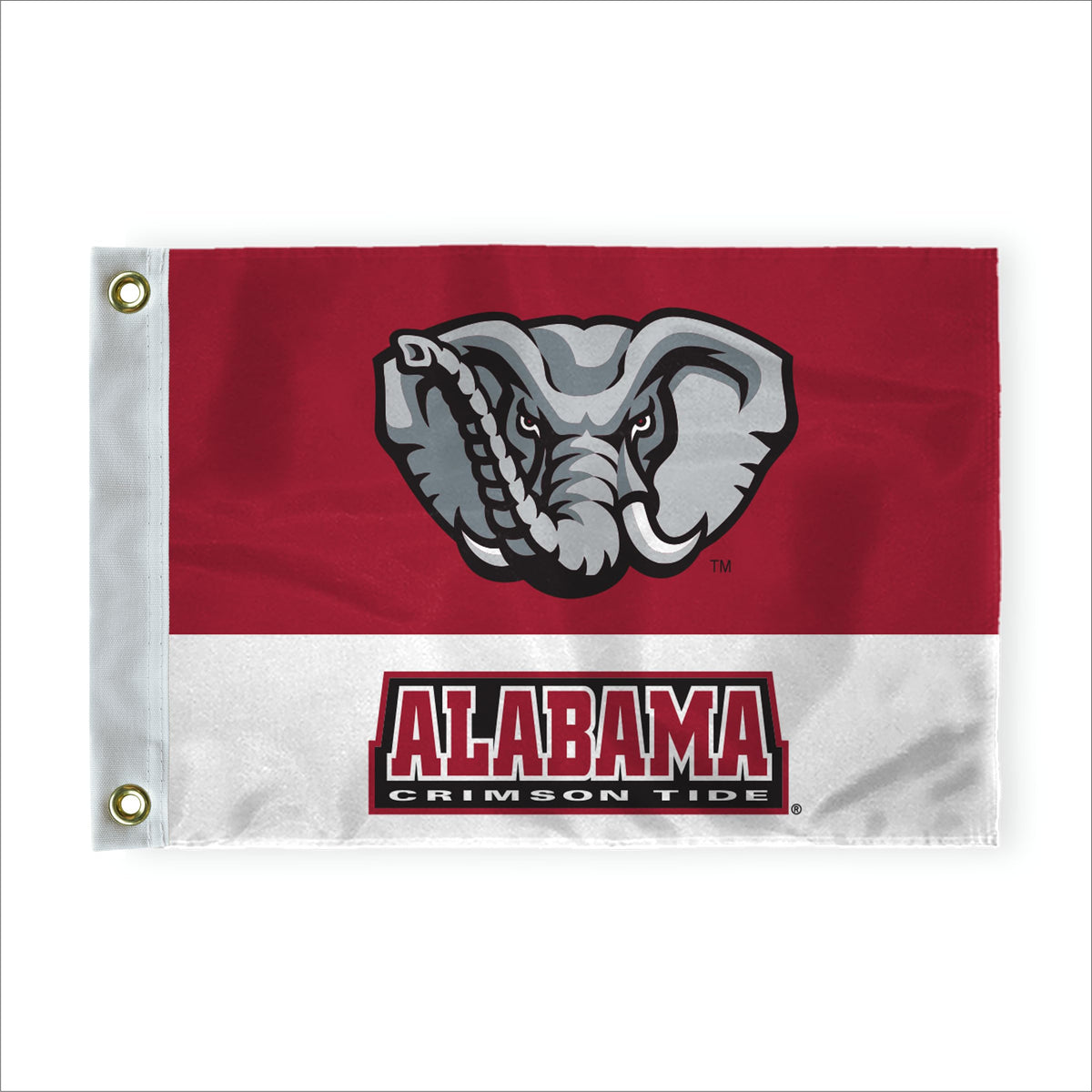 AGAS Alabama University Crimson Tide Angry AL Golf Cart Flags with Brass Grommets 20x14 Inch, Back Yard Golf, 200D Nylon, Canvas Header Stitched Borders