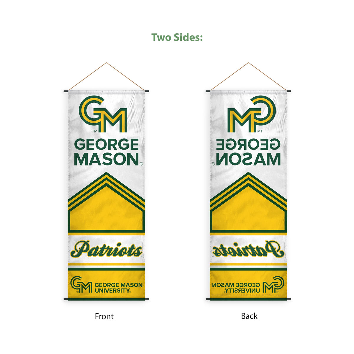 AGAS George Mason GMU University Patriots Scroll Sign 17.5" × 48" with Hanging Cord – Polyester Patriots Wall Banner