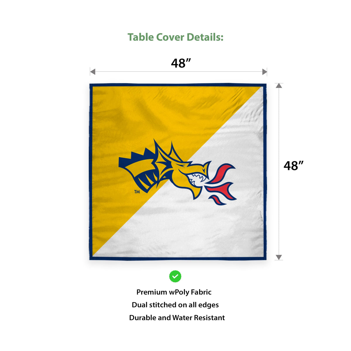 A.G.A.S Manufacturing Group Drexel DU University Tablecover, 48in. Wide x 48in. Long, Polyester, Party Supplies, Dragons Tablecloth for Graduation, Football Tailgating, and Birthday Party Decorations