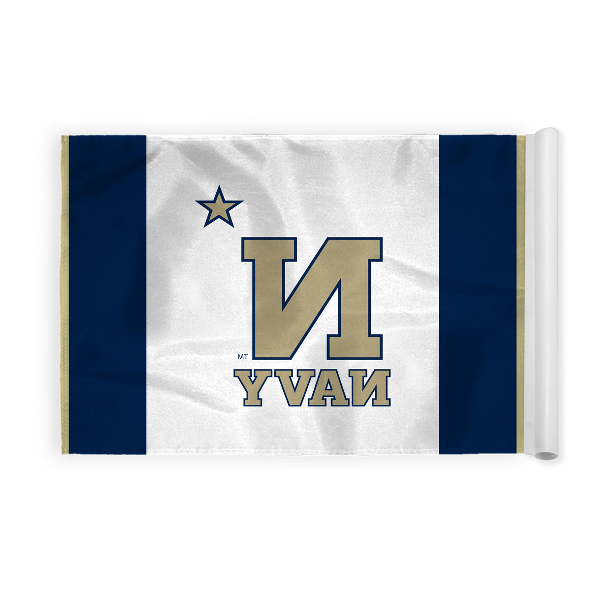 AGAS Navy Midshipmen Bill the Goat Golf Flags with Tube Insert 14x20 inch, Mini Putting Green Flags for Yard, 200D Nylon, Canvas Header Stitched Borders