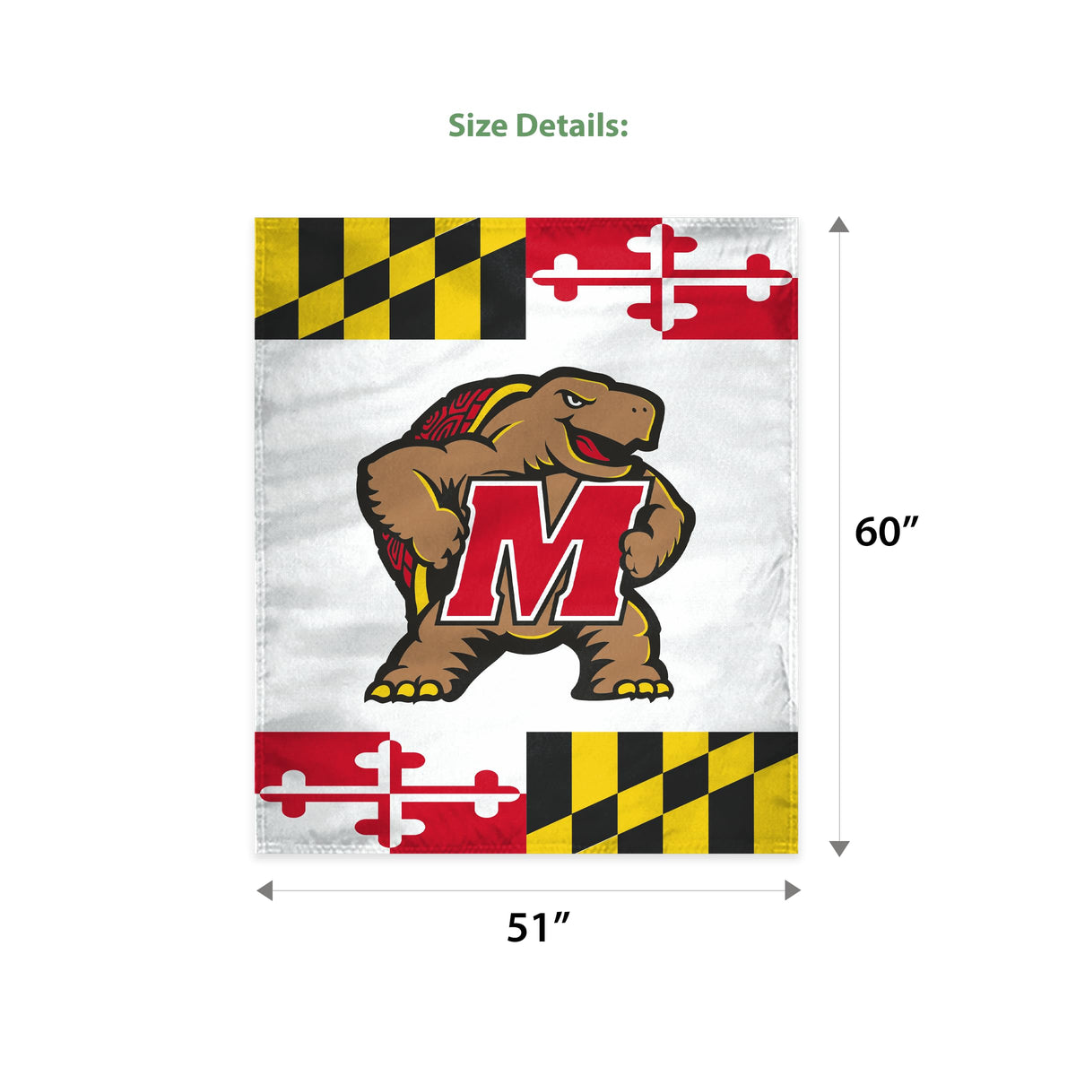 A.G.A.S Manufacturing Group Maryland UMD University House Wall Tapestry, Terrapins Wall Art, College Poster, Navy Wall Hanging Art, Dorm Poster - 60"x51" - Vertical Banner with Complete Hanging Kit