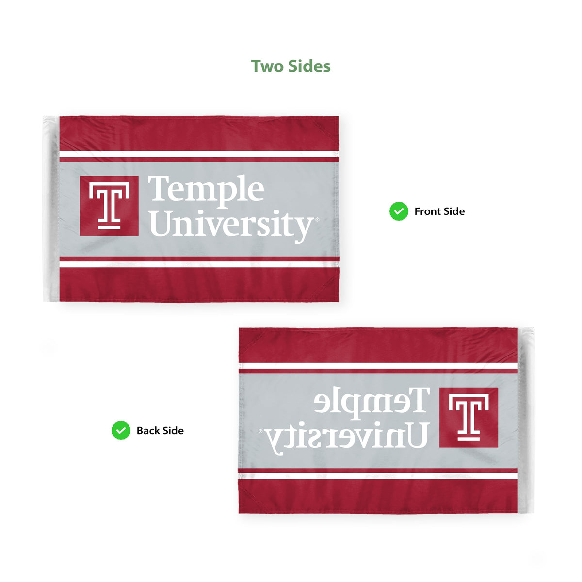 AGAS Temple University Wordmark Motorcycle Flag 6 x 9 inch – Single Sided Printed Polyester with Bleed Through – Officially Licensed NCAA Product – Temple Owls Bike Flag with 0.75 inch Canvas Sleeve and Reinforced Stitching – No Pole Included