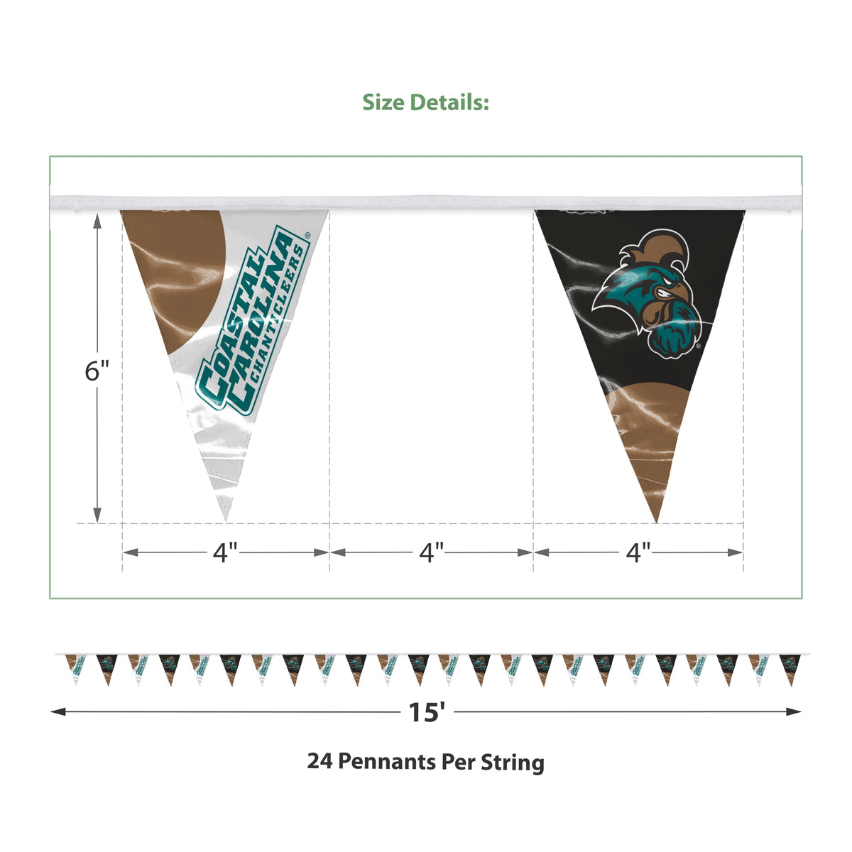 AGAS Coastal Carolina CCU University Pennant String Triangle flag football for Birthday Parties Chanticleers Theme Party - 15FT