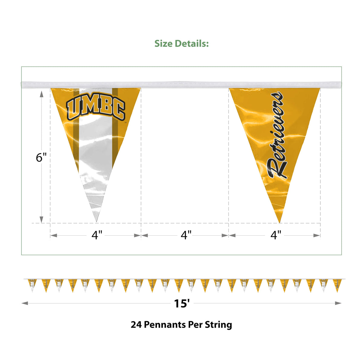 University of Maryland Baltimore County Pennant Banner String 4 x 6 inch