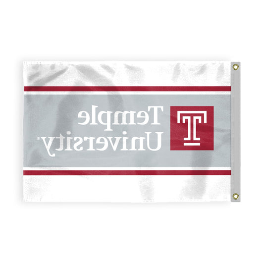 AGAS Temple University T Logo and Text Flag 4 x 6 ft – Single Sided Printed Nylon – Officially Licensed NCAA Product – Temple Owls Outdoor Flag with Brass Grommets and Reinforced 6 Row Stitched Fly End for Indoor Outdoor Display