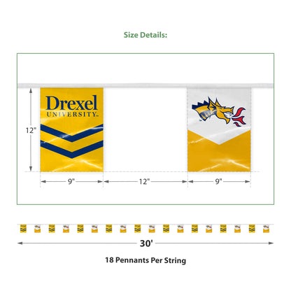 AGAS 30' Drexel DU University Streamers, Bunting Flag for Tailgate, Game Day, Dorms, College Party Decoration Rectangle