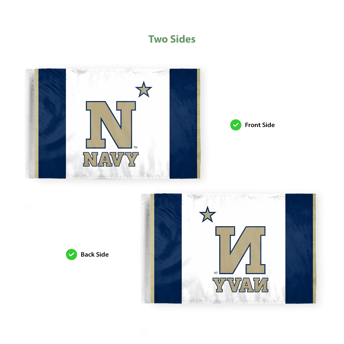 AGAS Navy Midshipmen Team Motorcycle Flag 6x9" Polyester – 3/8" Pole Sleeve – Official NCAA Licensed – Flag Only - USNA N Star Bike Flags