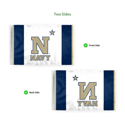 AGAS Navy Midshipmen Team Motorcycle Flag 6x9" Polyester – 3/8" Pole Sleeve – Official NCAA Licensed – Flag Only - USNA N Star Bike Flags