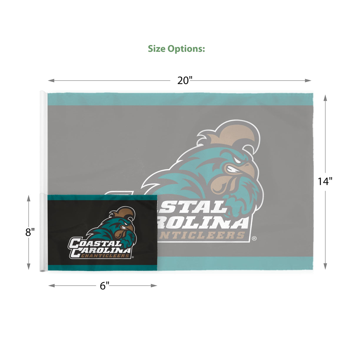 AGAS Coastal Carolina CCU College flag Golf with Tube Inserted 6x8 inch, Waterproof Heavy-Duty 200D Nylon, for Backyard Practice Putting Green, Golf Courses, Country Club