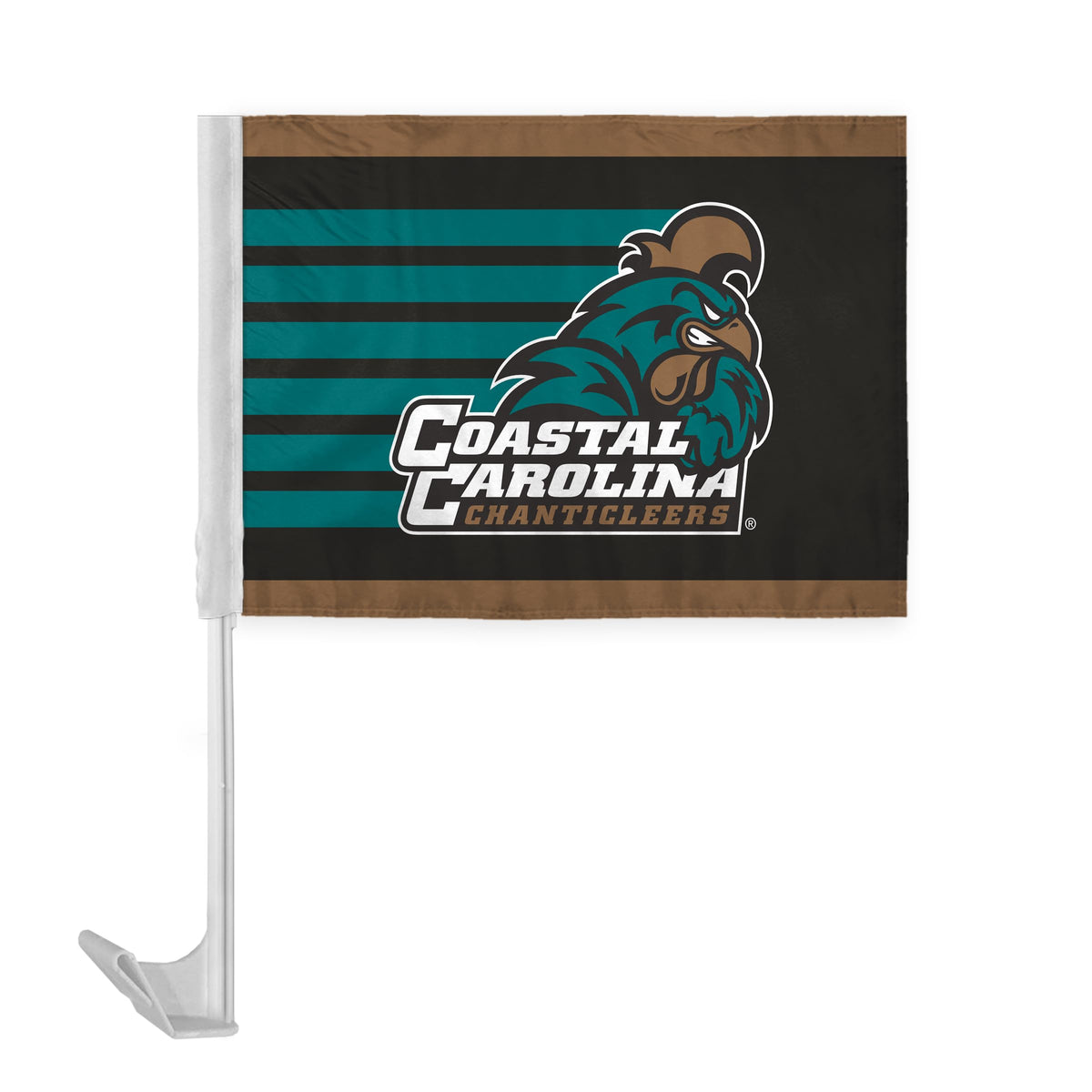 AGAS Coastal Carolina CCU University Logo Flag for Car 12x16 Inch, Licensed Chanticleers Car Window Flag - 17" Flex Pole, Single Reverse Printed Polyester