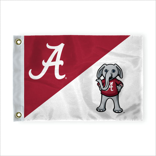 AGAS Small Alabama University Crimson Tide Cartoon AL Golf Cart Flags with Brass Grommets 6"x8", Back Yard Golf, 200D Nylon, Canvas Header Stitched Borders