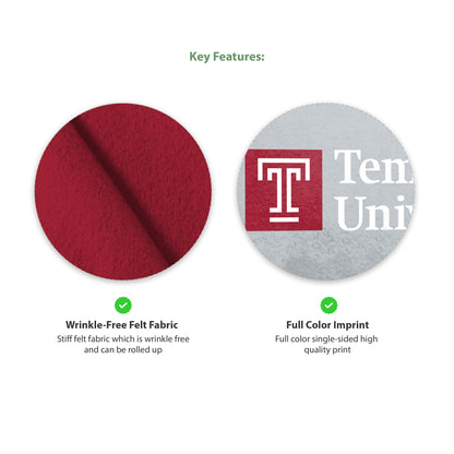 AGAS Temple University Wordmark Logo Felt Pennant 9 x 24 inch – Single Sided Printed Acrylic Stiff Felt – Officially Licensed NCAA Product – Temple Owls Wall Pennant with 1 inch Header and Heat Cut Edges