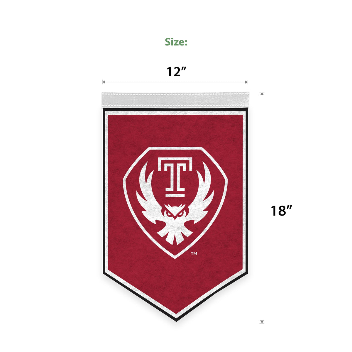AGAS Temple University - Felt Banner - 12" x 18"