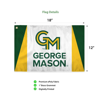 AGAS George Mason GMU Patriots Swirler Flag, George Mason Merch, Polyester, Built-in Plastic Handle Bar
