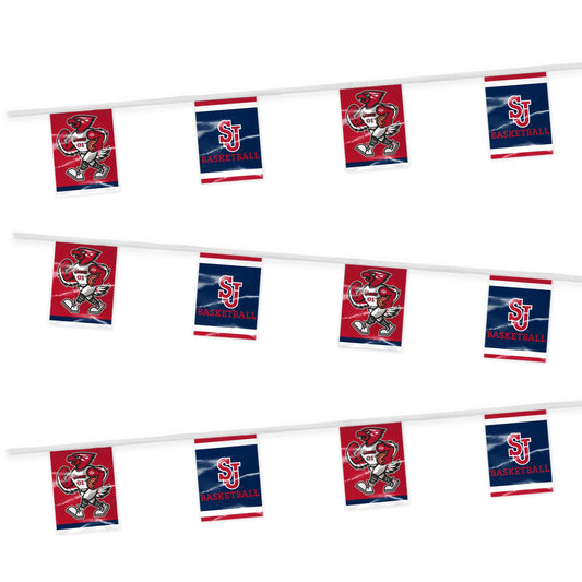 AGAS St. John's University Rectangle Pennant String 9 x 12 inch – 30 ft Pennants SJU Red Storm Basketball Design – Official NCAA Red Storm Decor – Party Decoration with 18 Pieces