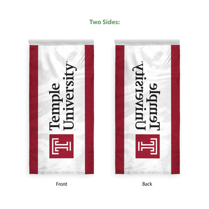AGAS Temple University Text Vertical Banner 2 x 4 ft – Single Sided Printed Polyester with Bleed Through – Officially Licensed NCAA Product – Temple Owls Hanging Banner with 1.5 inch Pole Sleeve and Reinforced Stitching Individually Bagged