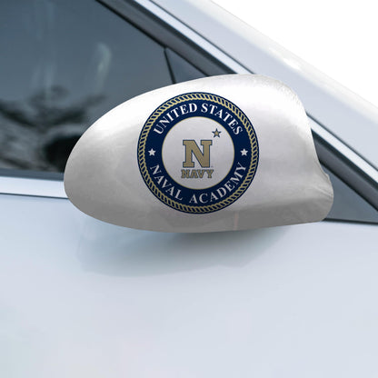 US Naval Academy Car Mirror Covers with N-Star Logo, Large- 4-Way Durable Stretchy Material Spandex Poly, Weather Resistant