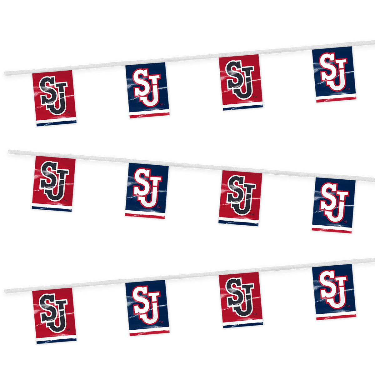 AGAS St. John’s University Rectangle Pennant String 9 x 12 inch – 30 ft Pennants SJ Logo Design – Official NCAA Red Storm Decor – Party Decoration with 18 Pieces