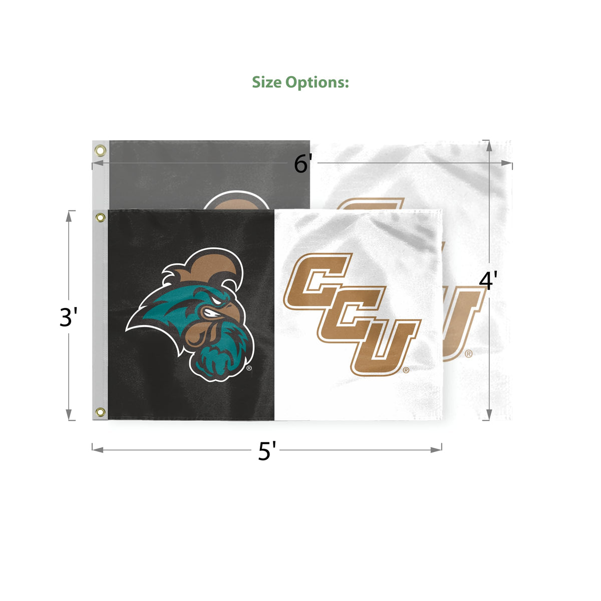 AGAS Coastal Carolina CCU Chanticleers 3' x 5' Flag - 200D Nylon with Brass Grommets - 3' X 5' Feet - Fan Man Cave Banner Flag
