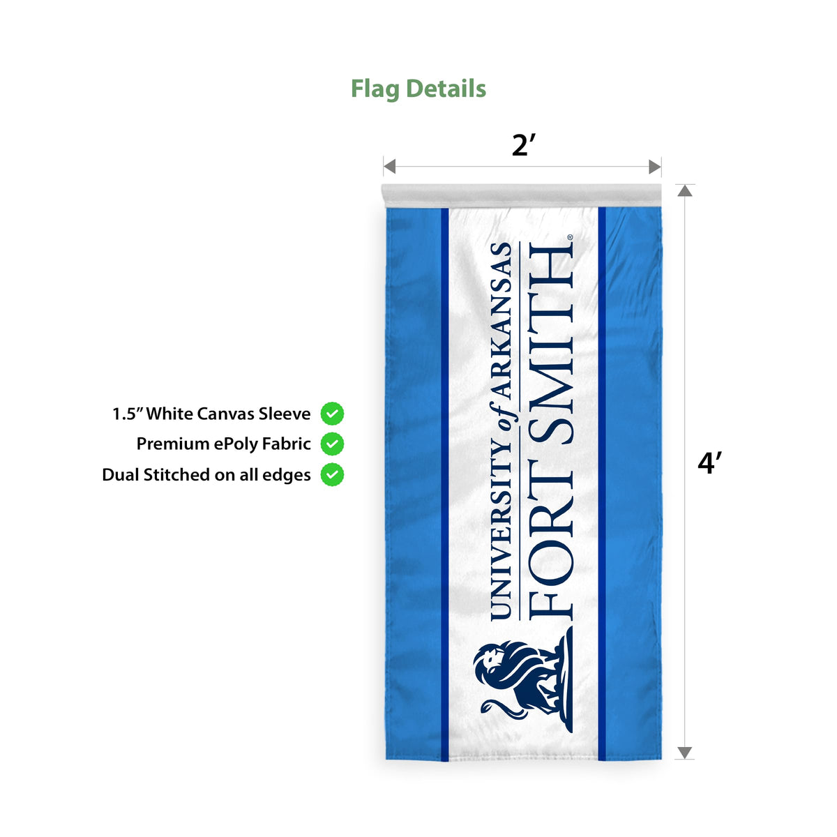 University of Arkansas Fort Smith Vertical Banner 2 x 4 ft