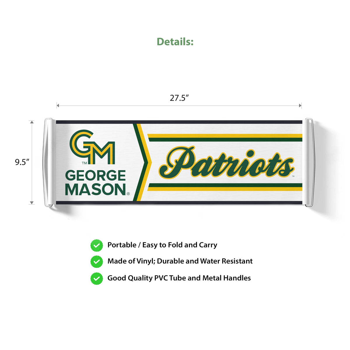 AGAS George Mason GMU University Patriots Scroll Banner - Rolla Banner