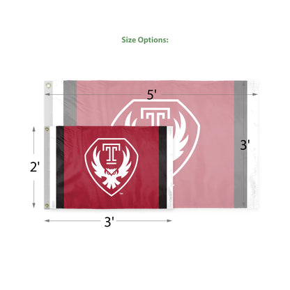 AGAS Temple Owls Logo Flag 3 x 5 ft – Single Sided Printed Polyester – Officially Licensed NCAA Product – Temple University Outdoor Flag with Brass Grommets, Canvas Header and Reinforced Stitched Edges for Indoor Outdoor Display