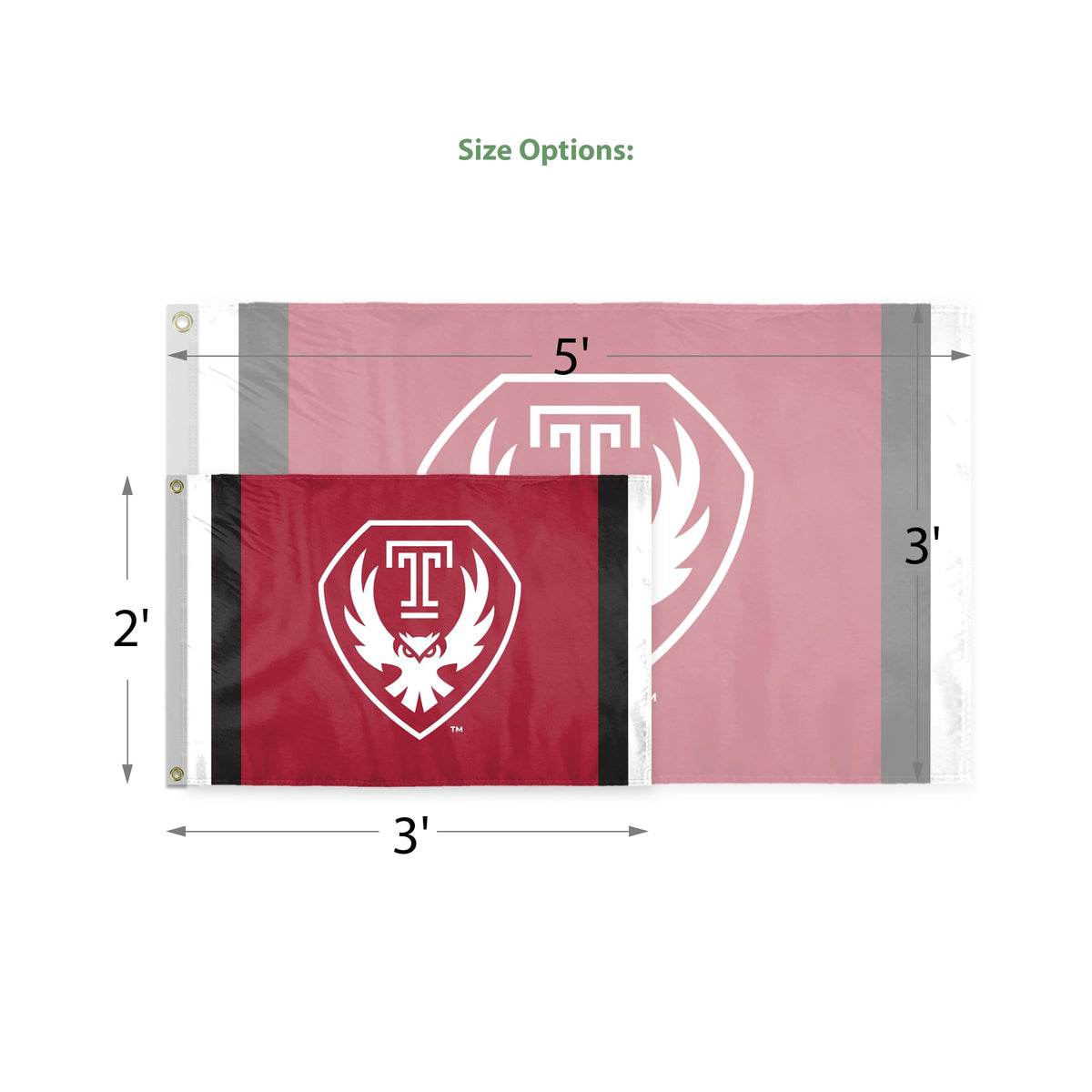 AGAS Temple Owls Logo Flag 3 x 5 ft – Single Sided Printed Polyester – Officially Licensed NCAA Product – Temple University Outdoor Flag with Brass Grommets, Canvas Header and Reinforced Stitched Edges for Indoor Outdoor Display