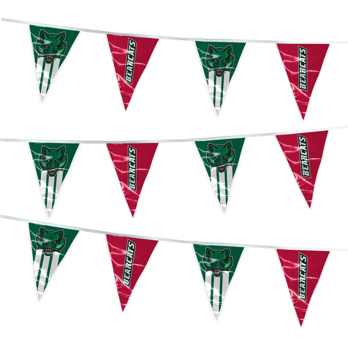 AGAS Binghamton University Pennant Banner String 4 x 6 inch – 15 ft Triangle Pennants BU Bearcats Mascot and Wordmark Design – Official NCAA Binghamton Bearcats Decor – Party Decoration with 24 Pieces