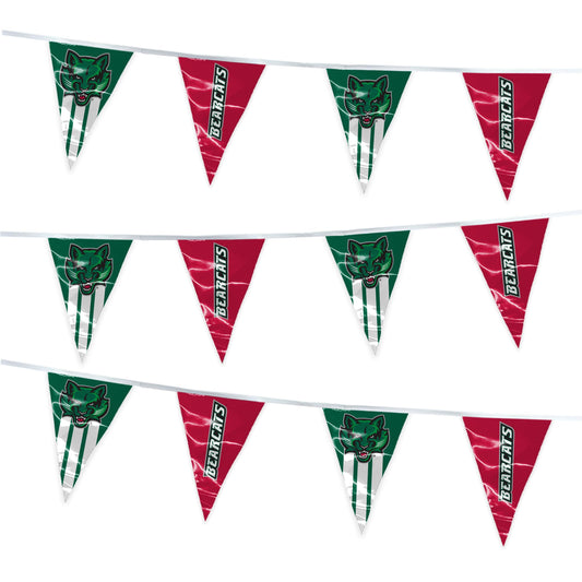 AGAS Binghamton University Pennant Banner String 4 x 6 inch – 15 ft Triangle Pennants BU Bearcats Mascot and Wordmark Design – Official NCAA Binghamton Bearcats Decor – Party Decoration with 24 Pieces
