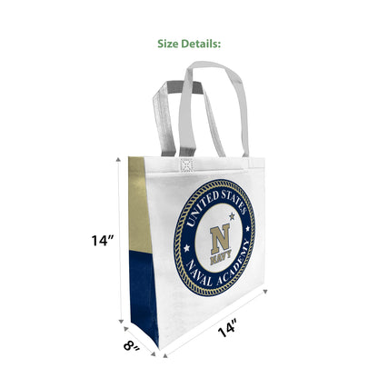 United States Naval Academy Midshipmen Logo Tote Bag, Non Woven Fabric, Shoulder Straps 14"x14"