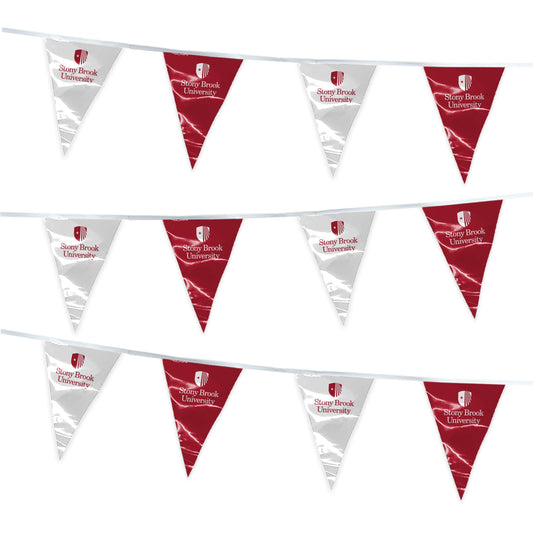AGAS Stony Brook University Pennant Banner String 4 x 6 inch – 15 ft Triangle Pennants Stony Brook Seawolves Design – Official NCAA SBU Product – Party Decoration with 24 Pieces