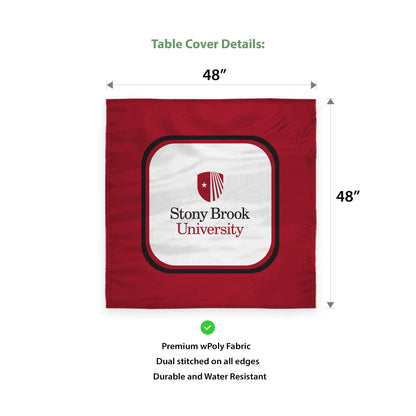 AGAS Stony Brook University Table Cover 48 x 48 inch – Single Sided Printed Wrap Knitted Polyester Stony Brook Seawolves Design – Official NCAA SBU Product – Square Table Cover