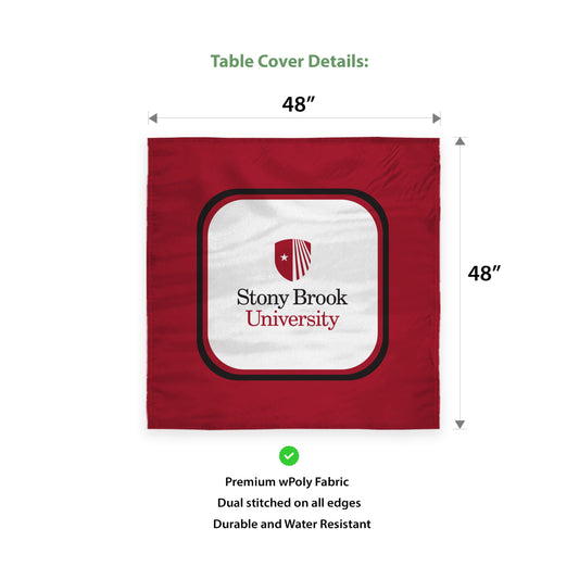 AGAS Stony Brook University Table Cover 48 x 48 inch – Single Sided Printed Wrap Knitted Polyester Stony Brook Seawolves Design – Official NCAA SBU Product – Square Table Cover