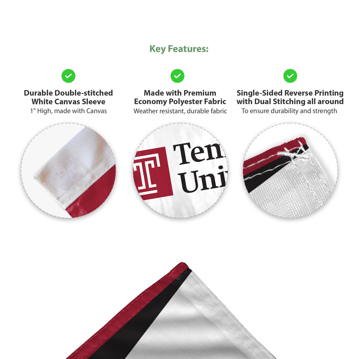 AGAS Temple University 12x16in Economy Car Flags