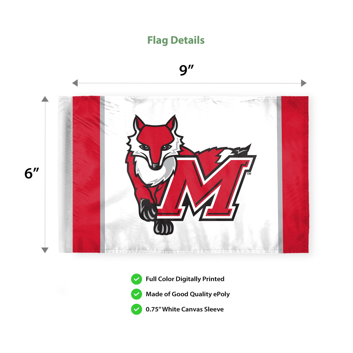Marist University Motorcycle Flag 6 x 9 inch