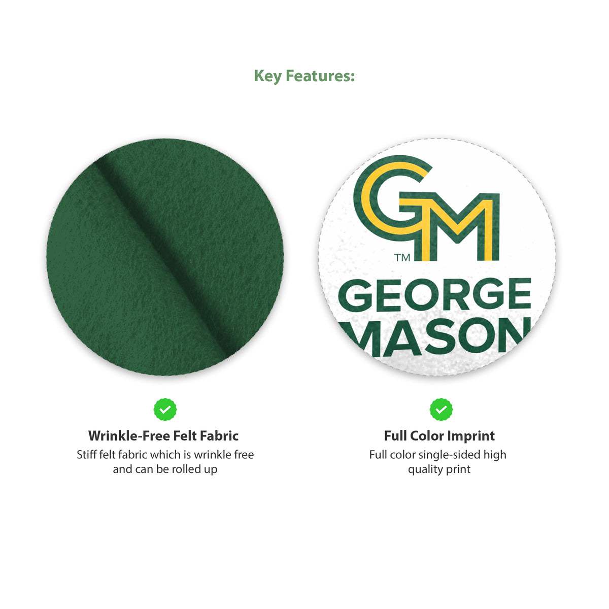 AGAS George Mason Full Size Pennant Flag Banner, 12 x 30 inch, Rigid Felt - For Dorm, Game Room, Man Cave, Bed Room