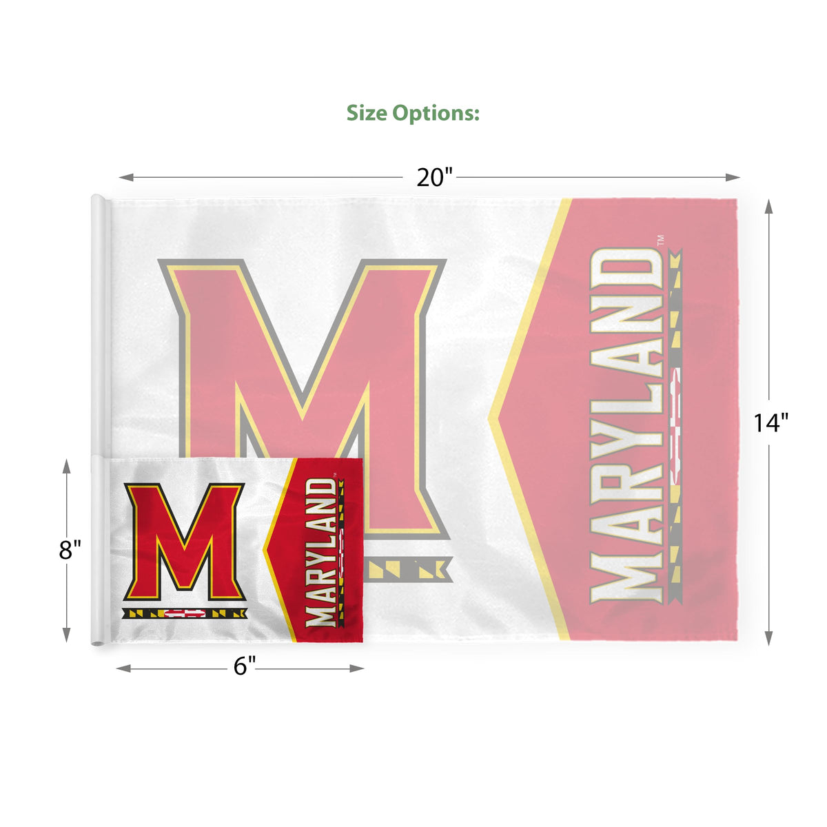 AGAS Maryland UMD University Terrapins Golf Flags with Tube Insert 6"x8", Mini Putting Green Flags for Yard, 200D Nylon, Canvas Header Stitched Borders