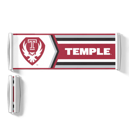 AGAS Temple Owls Text and Owl Logo Scroll Banner 9.5 x 27.5 inch – Single Sided Printed Vinyl 1 Ply – Officially Licensed NCAA Product – Temple Owls Roll Up Banner with PVC Tube and Handles