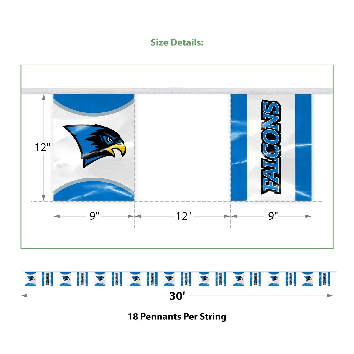 Bentley University Rectangle Pennant String 9 x 12 inch