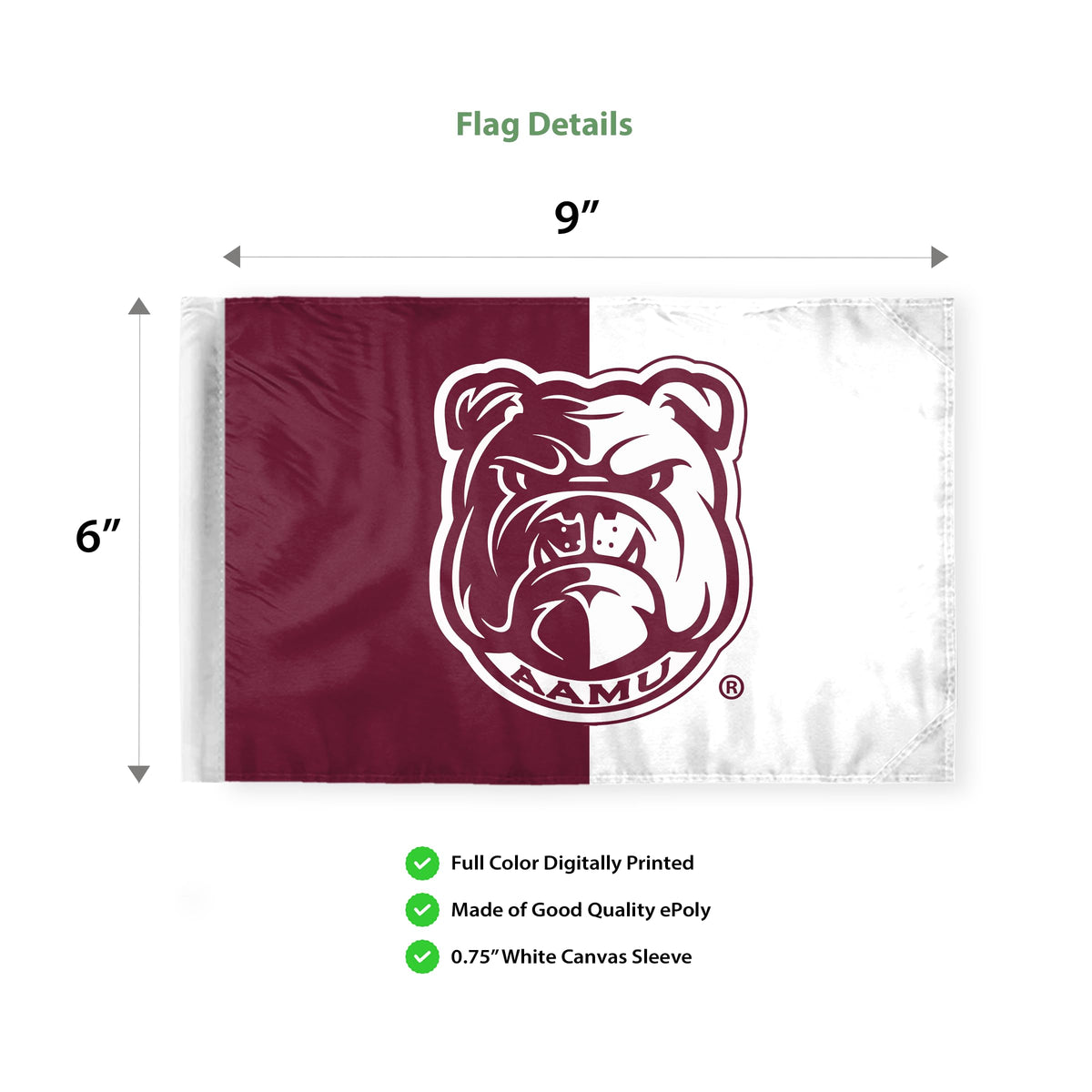 Alabama A&M University Motorcycle Flag 6 x 9 inch