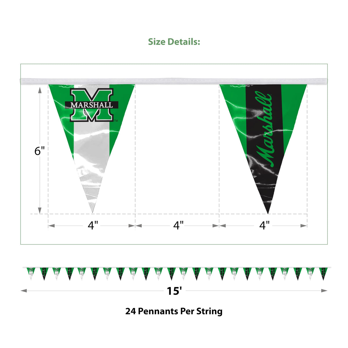 Marshall University Pennant Banner String 4 x 6 inch