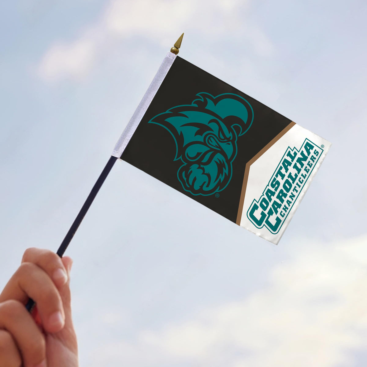 AGAS Coastal Carolina CCU University flags on sticks with Plastic Base 4x6 inch Printed Polyester - 4"x6" Chanticleers Handheld Stick Flags
