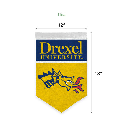 AGAS Mini Drexel DU University Logo Wall Hanging Triangle Felt Banner 12X18 inches - with 1" Pole Sleeve