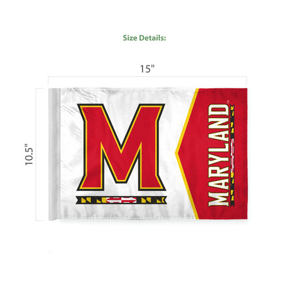 AGAS Double-Sided Maryland UMD Terrapins Car Flag - 10.5x15 inch Double-Sided Printed Wrap Knitted Polyester - 19" Unbreakable Plastic Pole - Auto Flags