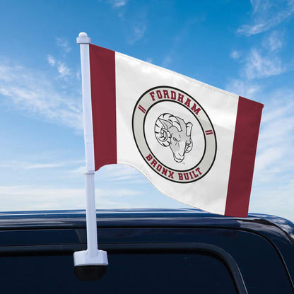 AGAS Fordham University Premium Car Flag 10.5 x 15 inch – Single Sided Printed Wrap Knitted Polyester Fordham Rams Flag Bronx Built Design – Official NCAA Product – Fordham University Vehicle Flag with 19 inch Stiff Pole and 1 inch Sleeve
