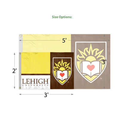 AGAS Lehigh University LU Flag Banner- 3 x 5 Feet Hawks, Indoor/Outdoor Durable 100% Polyester Fabric, Tailgating Banner