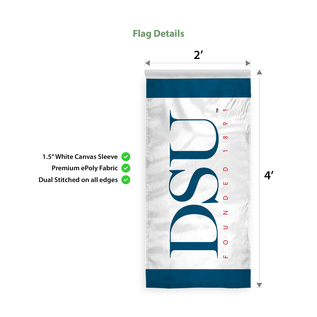 Delaware State University Vertical Banner 2 x 4 ft